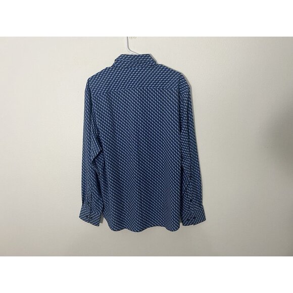 Con.struct Slim Fit Blue Geometric Print Button Up Shirt Size XL 4 Way Stretch - Picture 8 of 16